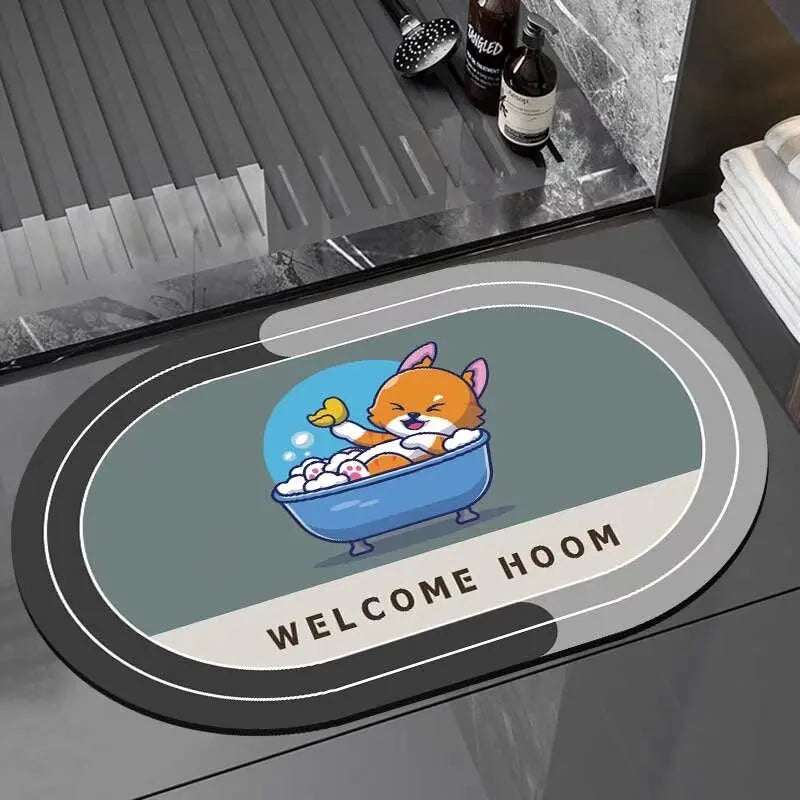 Bathroom absorbent floor mat, toilet non-slip foot mat, toilet diatom mud quick-drying door mat