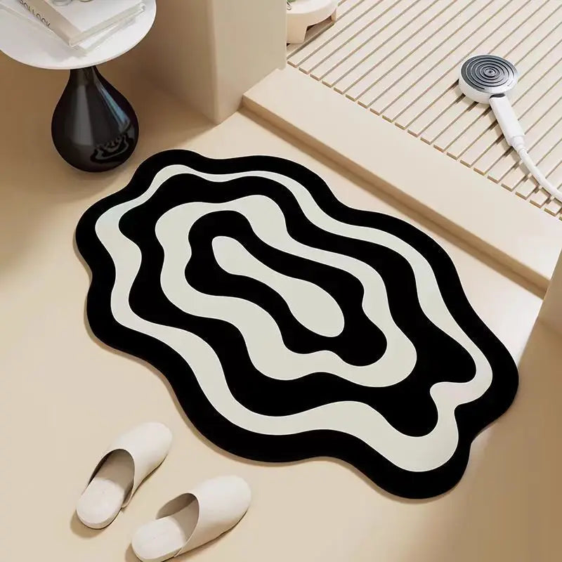 Half circular bathroom floor mat, diatomaceous earth absorbent mat, quick drying carpet, anti slip floor mat for bathroom