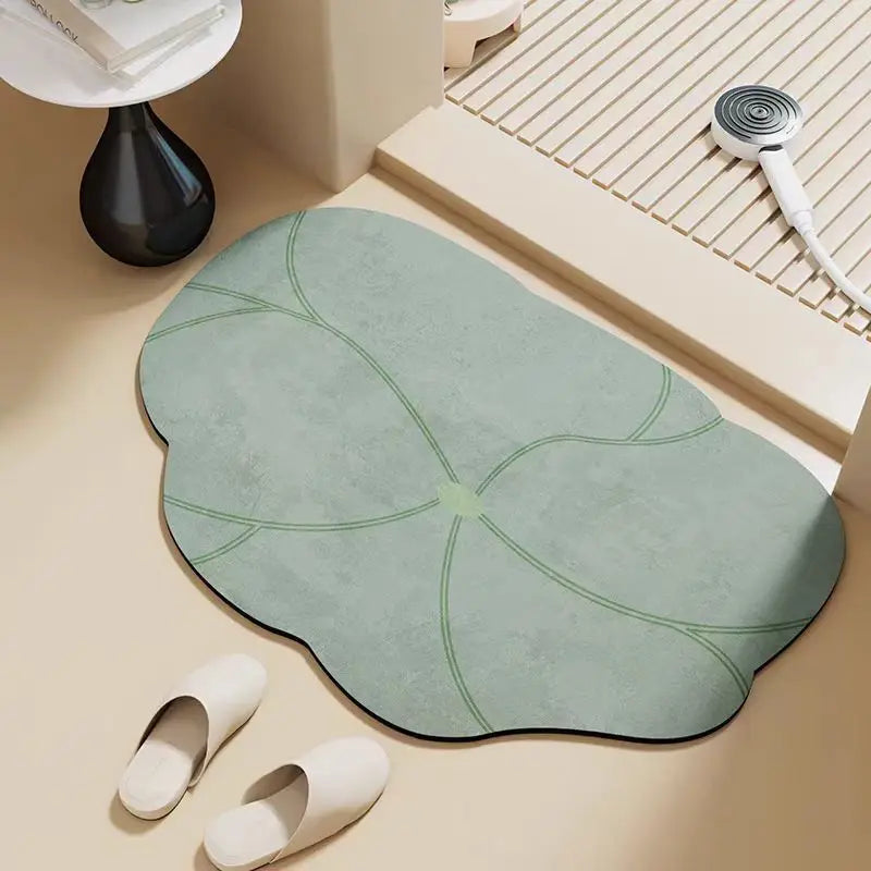 Half circular bathroom floor mat, diatomaceous earth absorbent mat, quick drying carpet, anti slip floor mat for bathroom