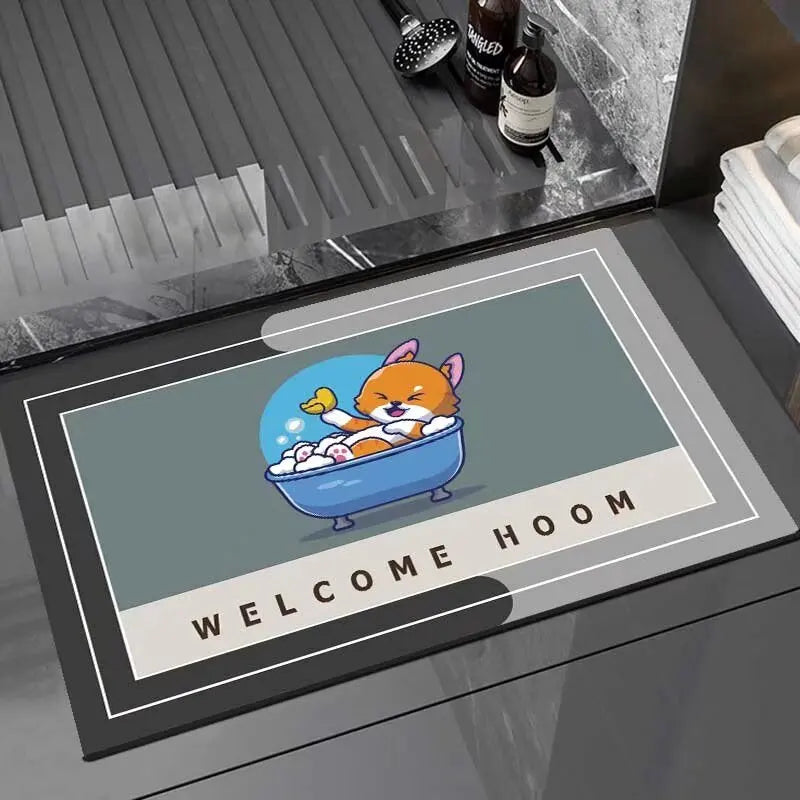 Bathroom absorbent floor mat, toilet non-slip foot mat, toilet diatom mud quick-drying door mat