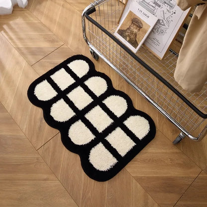 Bathroom Modern Rugs Non-Slip Black with White Mats Funny Heart Design Washable Bath Rugs Microfiber 욕실 소품 세트  גומי למקלחת רצפה