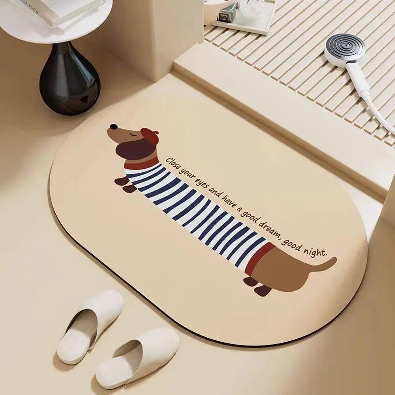 Half circular bathroom floor mat, diatomaceous earth absorbent mat, quick drying carpet, anti slip floor mat for bathroom