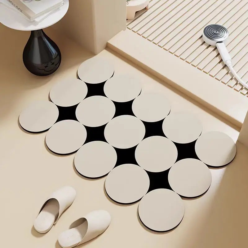 Half circular bathroom floor mat, diatomaceous earth absorbent mat, quick drying carpet, anti slip floor mat for bathroom